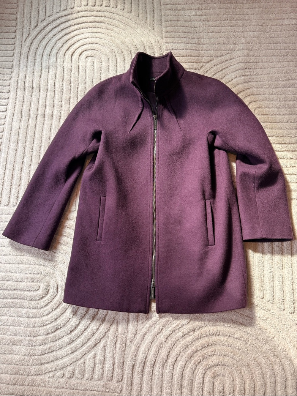 Sophia Cashmere Plum Zip-Front Car Coat